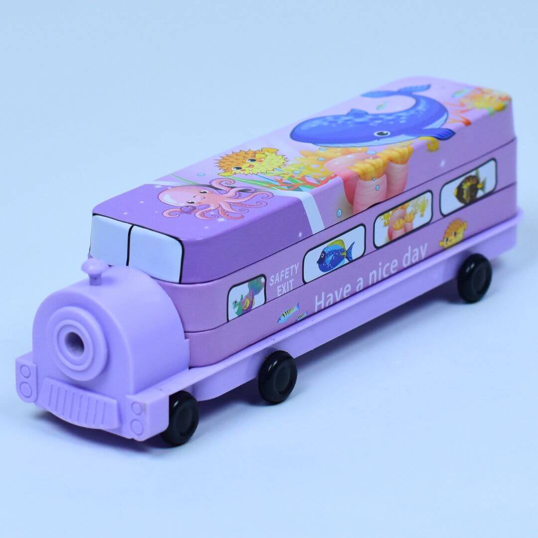 Cute Train Pencil Case with Pencil Sharpener!