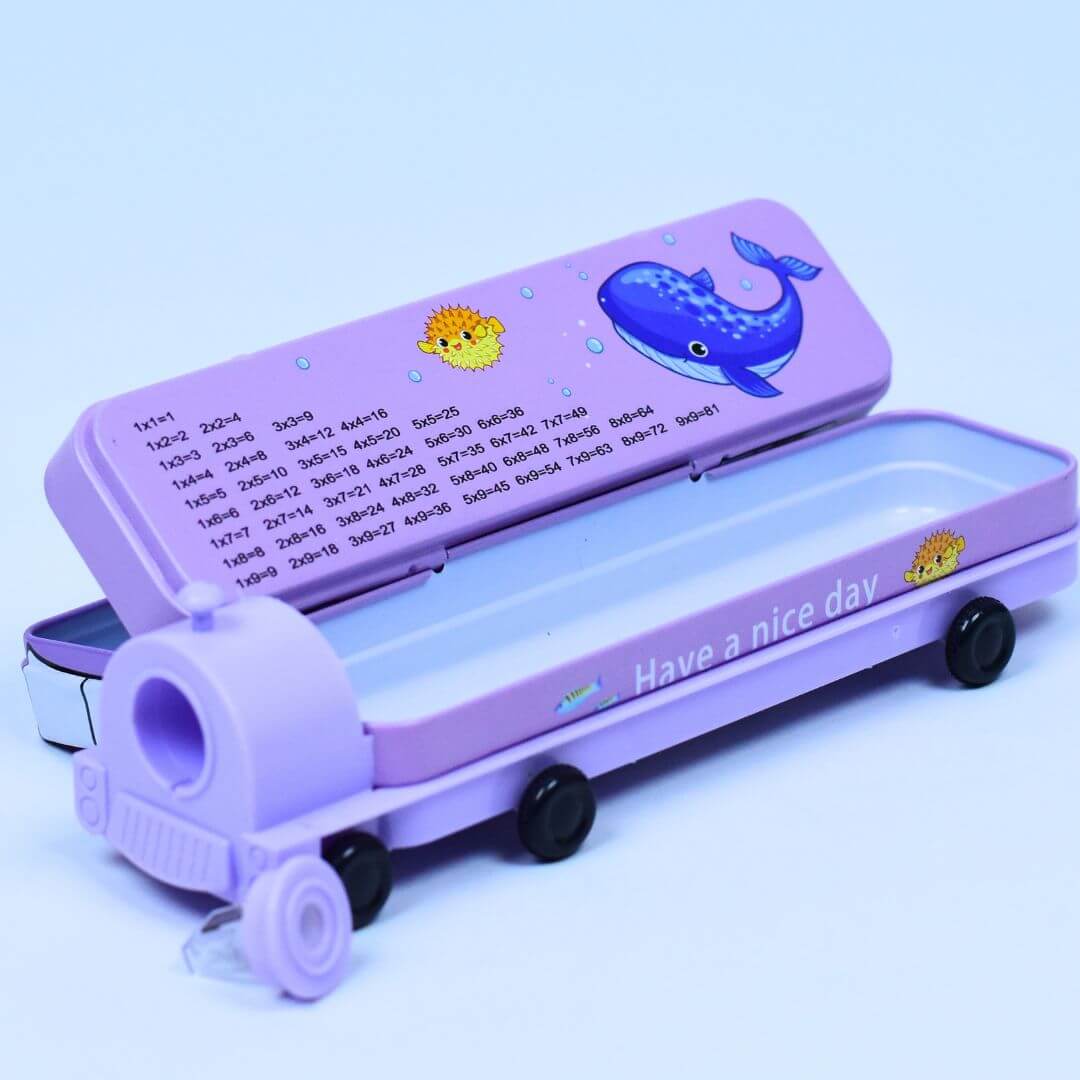 Cute Train Pencil Case with Pencil Sharpener!