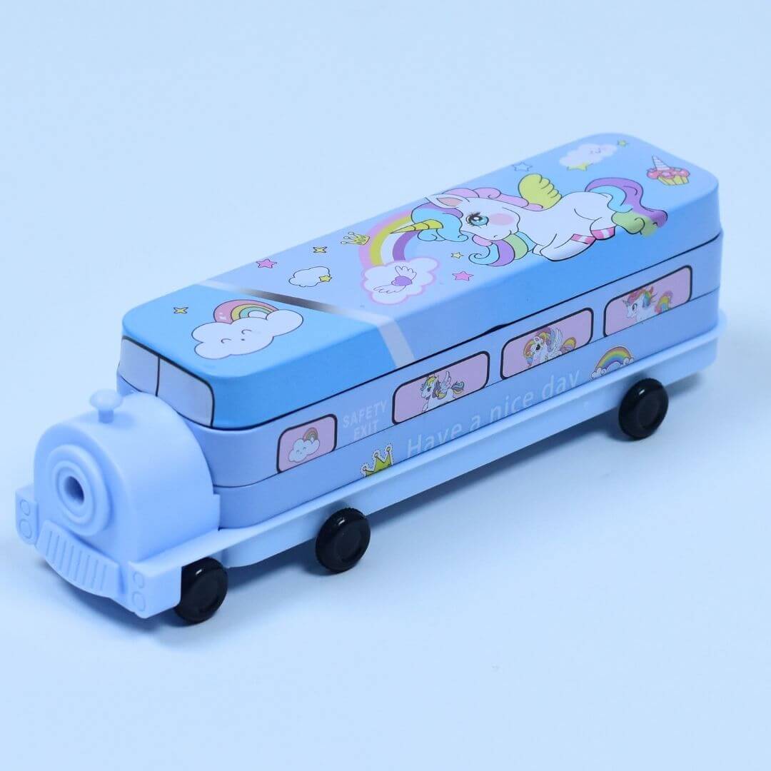 Cute Train Pencil Case with Pencil Sharpener!