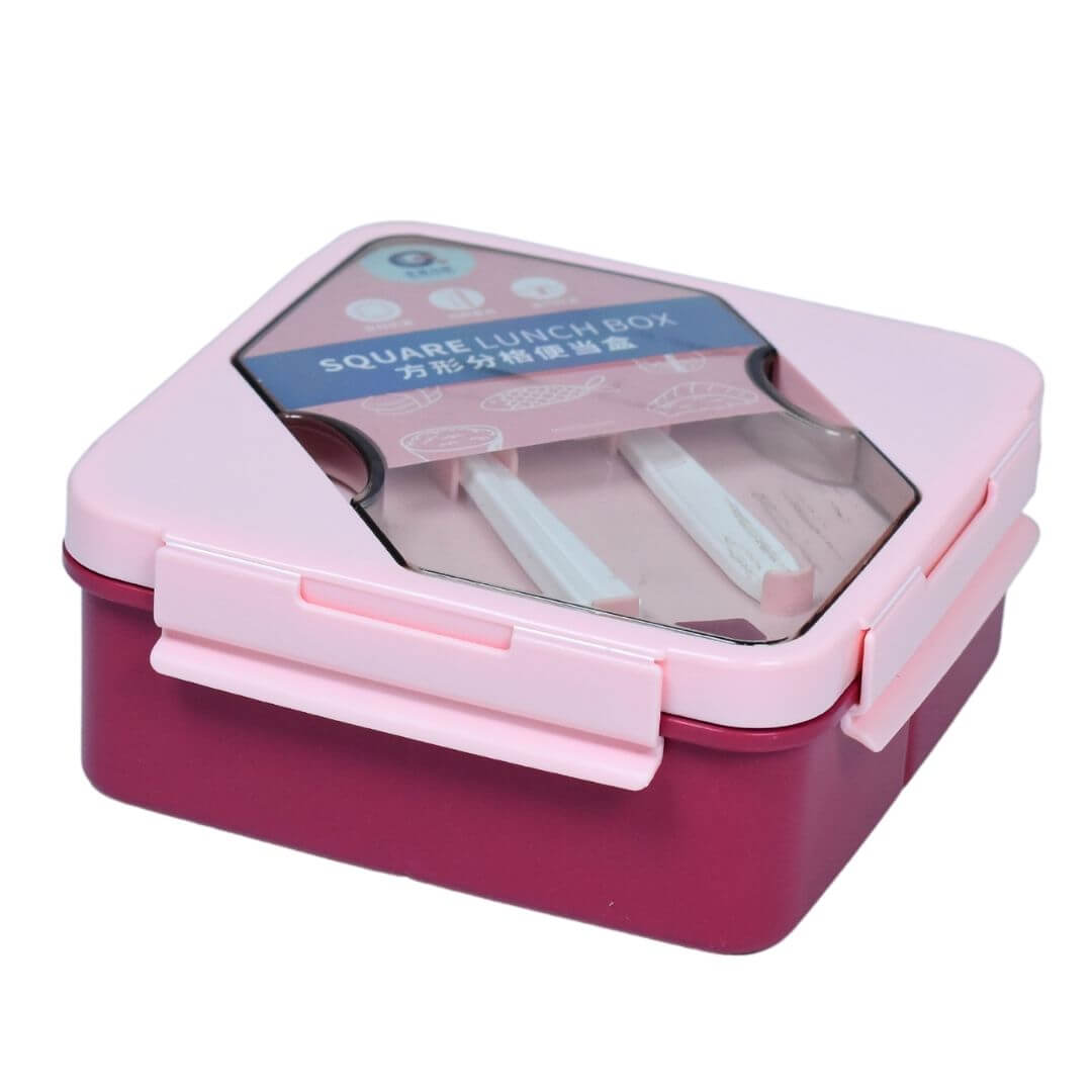 1000 ml 3 Compartment Leak-Proof Lunch Box with Spoon and Chopsticks