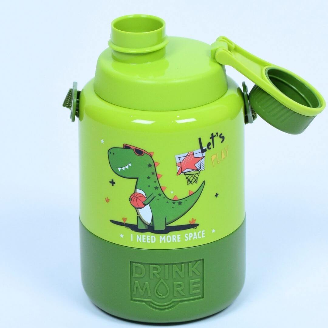 1000 ml Dinosaur Plastic Water Bottle with Straps - Dinosaur Themed, Leak-Proof, BPA-Free