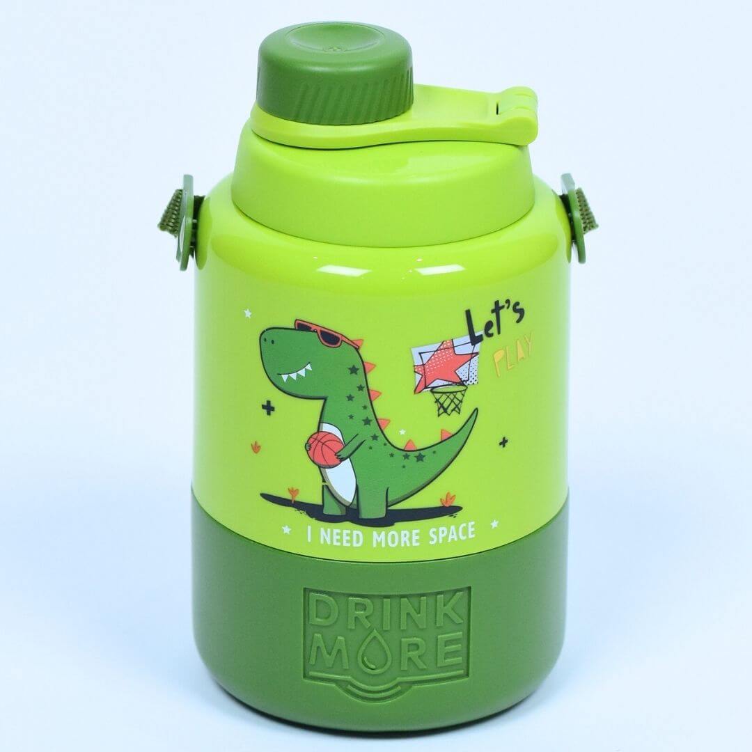 1000 ml Dinosaur Plastic Water Bottle with Straps - Dinosaur Themed, Leak-Proof, BPA-Free