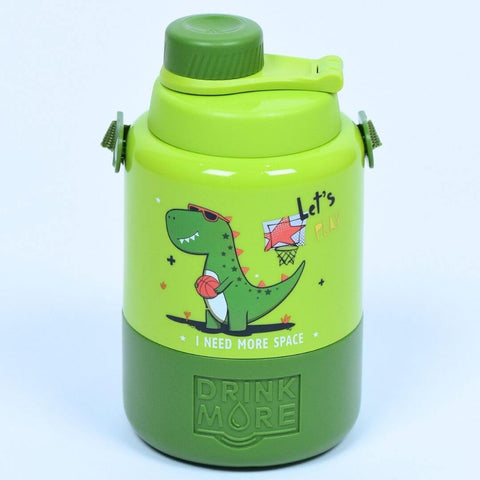 1000 ml Dinosaur Plastic Water Bottle with Straps - Dinosaur Themed, Leak-Proof, BPA-Free