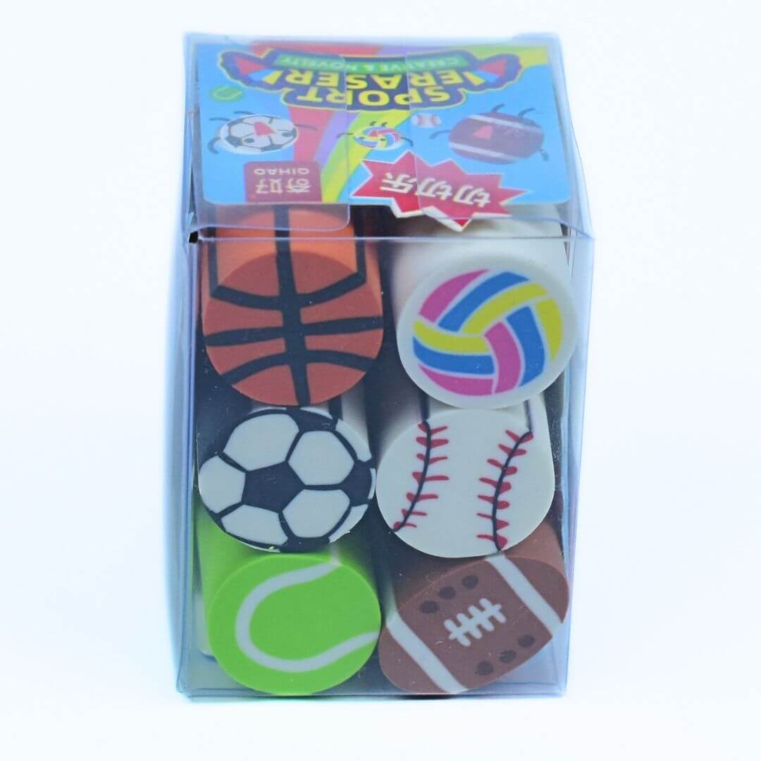 6 Pack of Sports Ball Erasers - The Perfect Gift for Any Sports Fan