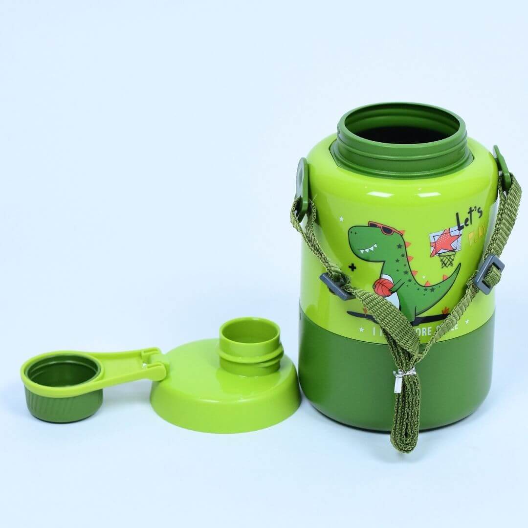 1000 ml Dinosaur Plastic Water Bottle with Straps - Dinosaur Themed, Leak-Proof, BPA-Free