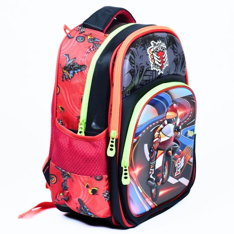 14 inch - Multicolor Motorcycle Racer Bag for School