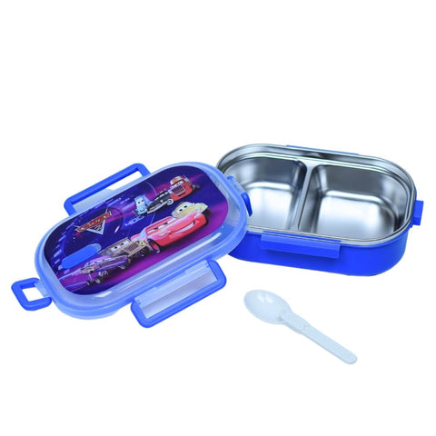 Disney Cars Bento Lunch Box | Durable Plastic Lunch Box with Built-In Spoon | Perfect for Kids Who Love Cars (No Fork)