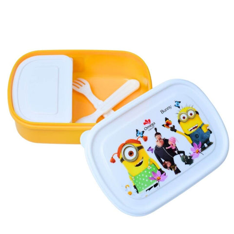 Minions Single Compartment Lunch Box with Spoon, Fork, and Small Food Container