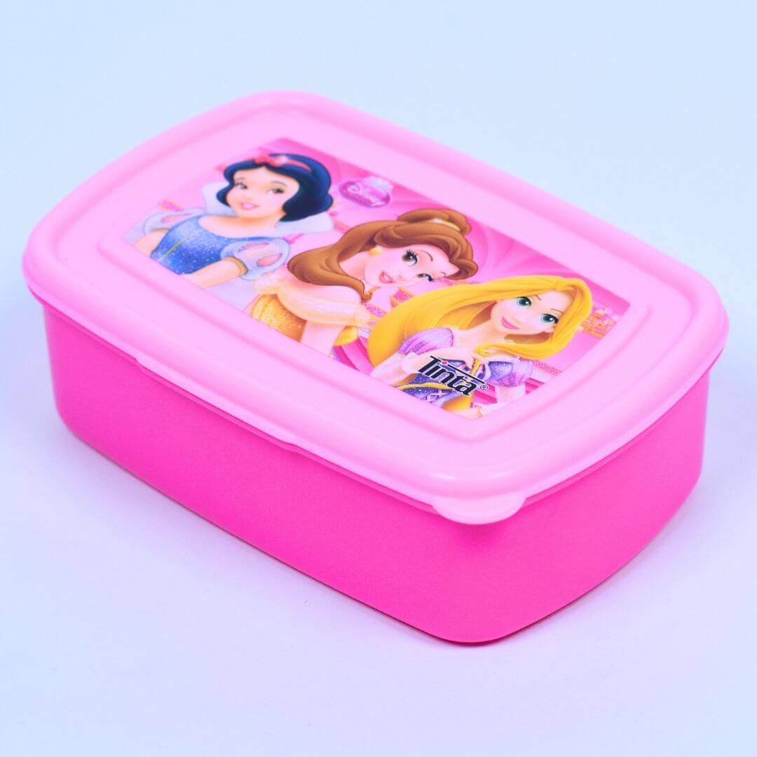 Disney Princess Pink and White Plastic Lunch Box - Leak-Proof, BPA-Free, and Fun Design