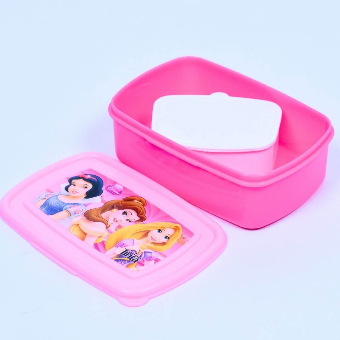 Disney Princess Pink and White Plastic Lunch Box - Leak-Proof, BPA-Free, and Fun Design