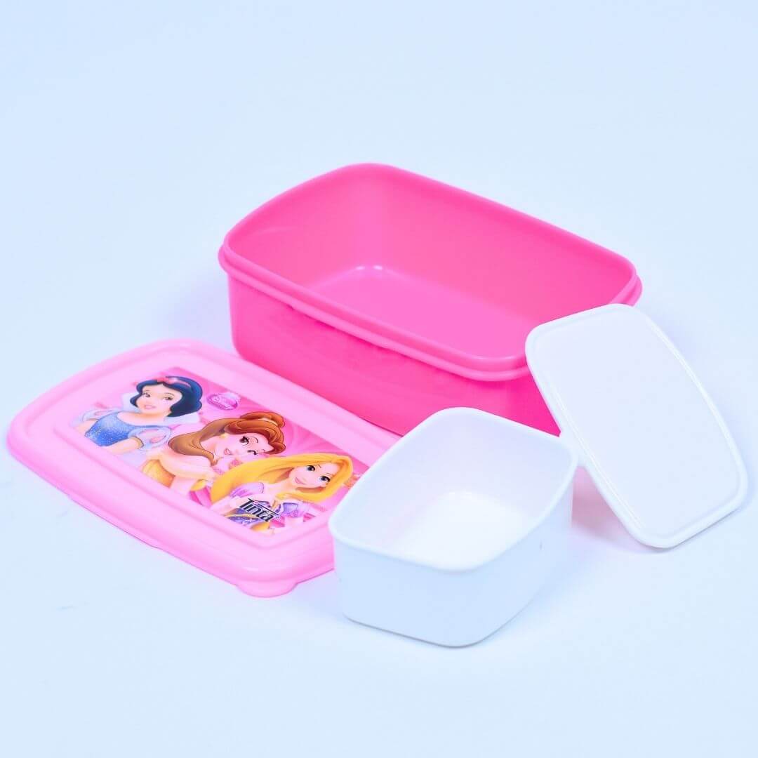 Disney Princess Pink and White Plastic Lunch Box - Leak-Proof, BPA-Free, and Fun Design