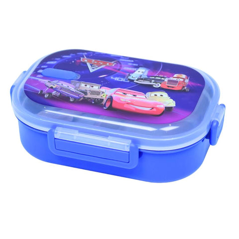 Disney Cars Bento Lunch Box | Durable Plastic Lunch Box with Built-In Spoon | Perfect for Kids Who Love Cars (No Fork)