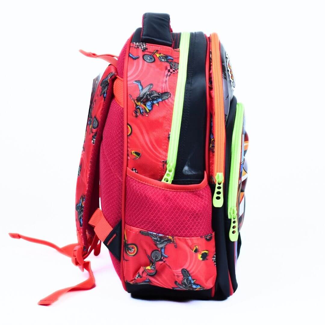 14 inch - Multicolor Motorcycle Racer Bag for School