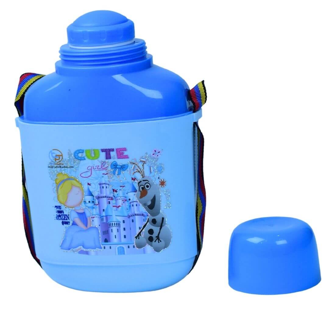 1000ml Blue Water Bottle with Anna and Olaf Design