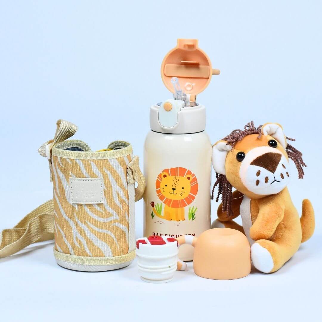 530ml Water Bottle with Stuffed Tiger | Stay Hydrated and Show Your Love of Tigers