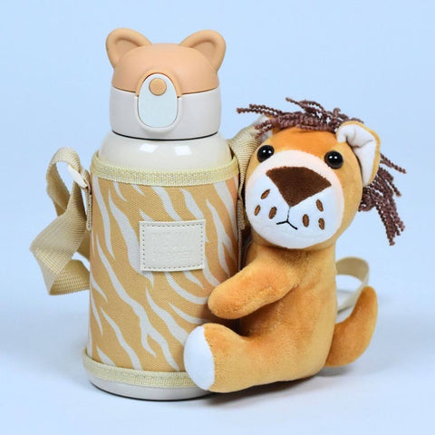 530ml Water Bottle with Stuffed Tiger | Stay Hydrated and Show Your Love of Tigers