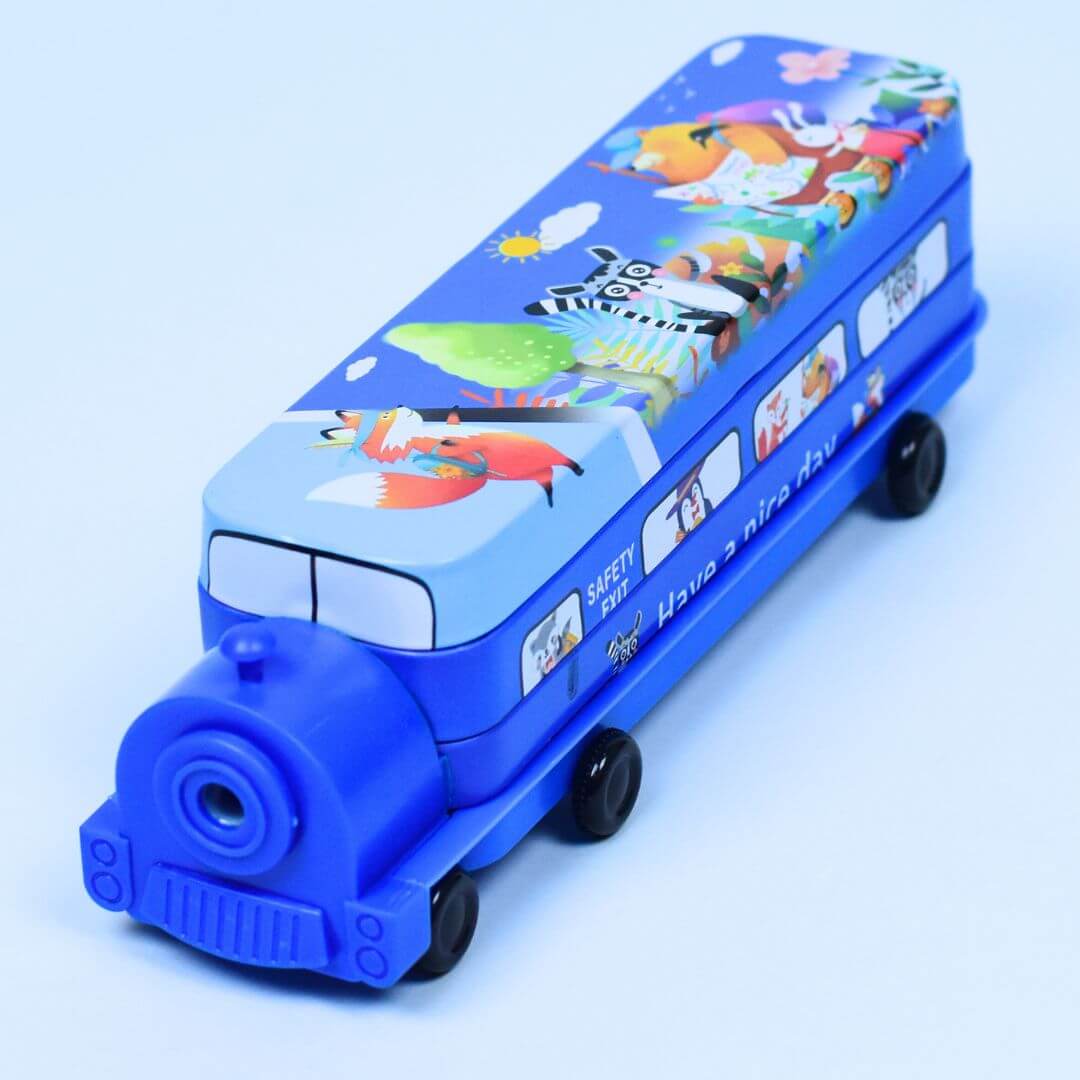 Cute Train Pencil Case with Pencil Sharpener!