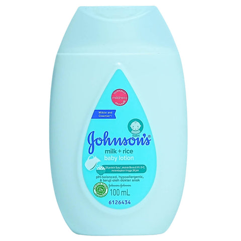 Johnson's Milk + Rice Baby Lotion (100ml) - 24-Hour Moisture for Soft & Smooth Skin