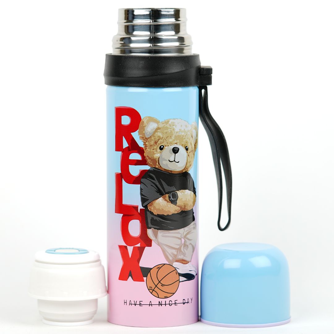 Stainless Steel Water Bottle with Teddy Bear Design | Kids Water Bottle | Pakistan