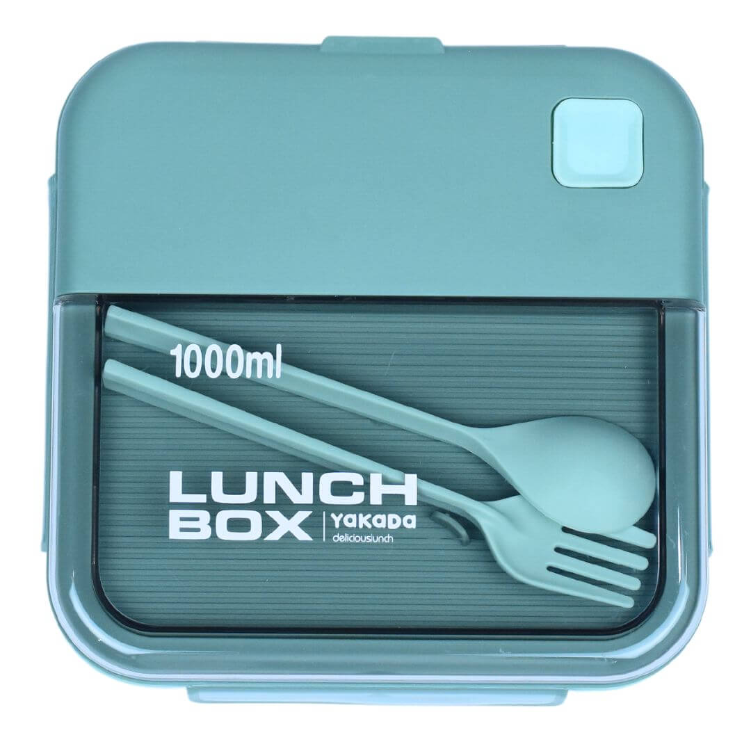 1000-ML YAKADA Leak-Proof 2 Compartment Lunch Box with Spoon, Fork!