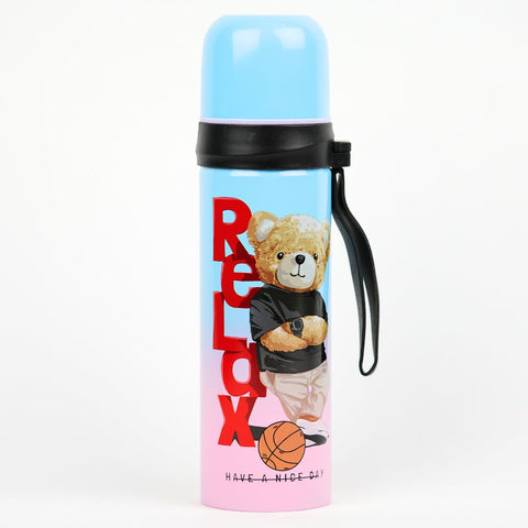 Stainless Steel Water Bottle with Teddy Bear Design | Kids Water Bottle | Pakistan