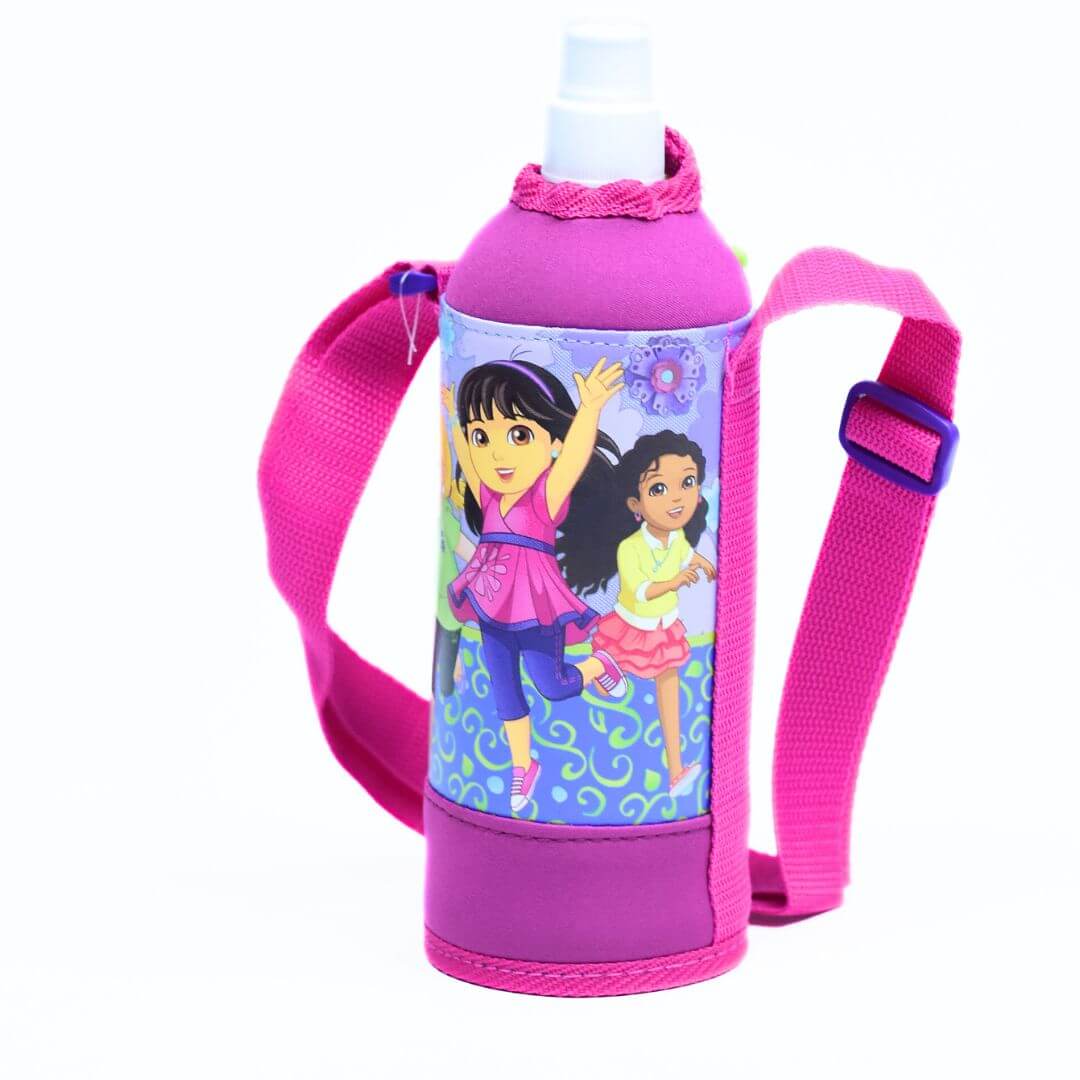 Dora the Explorer 600ml Pink Water Bottle with Bottle Cover