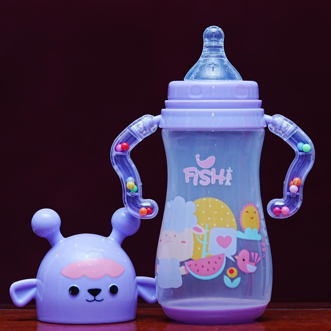 Fish Plastic Baby Bottle, 350ml, Anti-Colic, BPA Free, 6+ Months, Alien Design, Pakistan