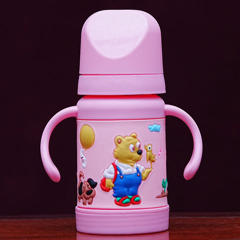 Glass Baby Bottle with Silicone Sleeve, 180ml, BPA Free, 6+ Months, Animal Design, Pakistan