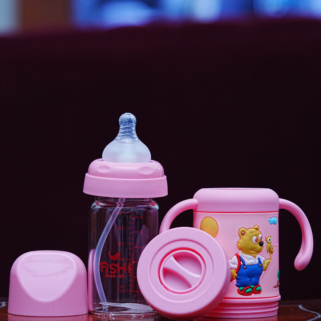 Glass Baby Bottle with Silicone Sleeve, 180ml, BPA Free, 6+ Months, Animal Design, Pakistan