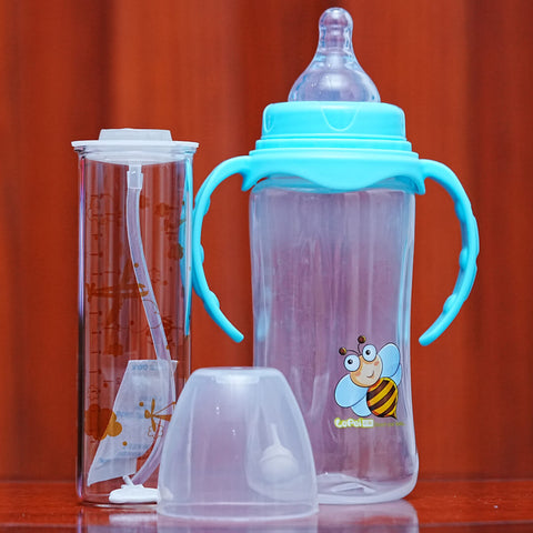 Double-Wall Glass Baby Bottle | 150/320ml | Wide Neck | BPA Free (Pakistan)