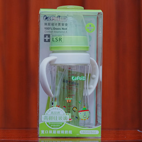 Glass Baby Bottle | 180ml | Wide Neck | BPA Free (Pakistan)