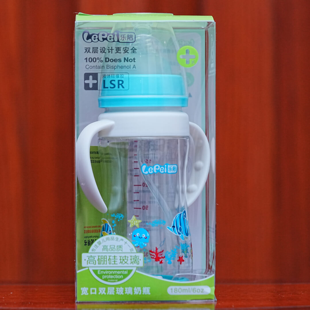 Glass Baby Bottle | 180ml | Wide Neck | BPA Free (Pakistan)