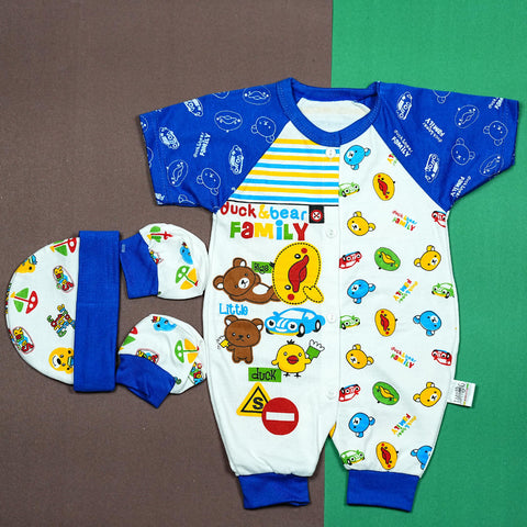 Thailand's Finest: Ultra-Soft Baby Romper Set with Hat & Mittens (0-3 Months)