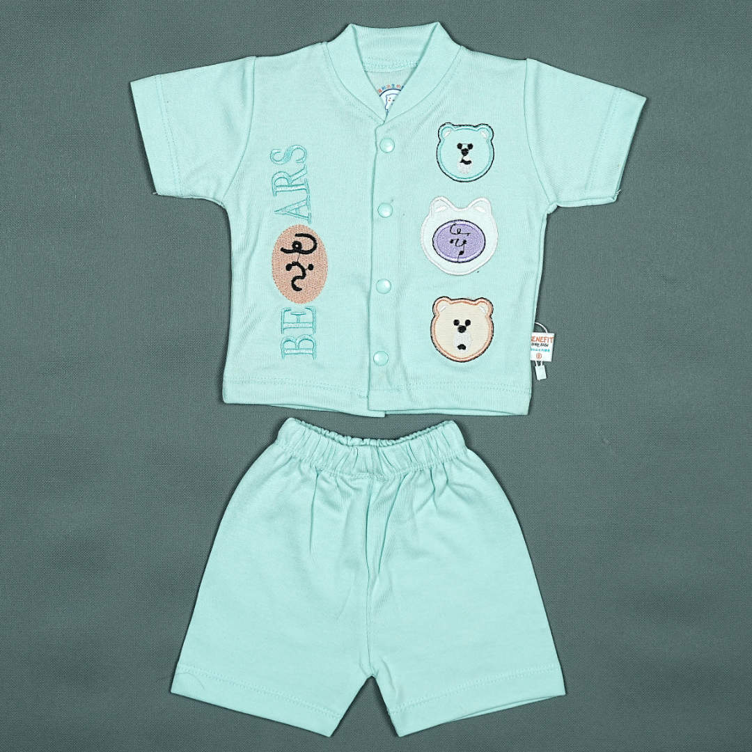 Cute Bear Baby Shirt & Shorts Set (2 Pcs) – Soft Cotton Toddler Outfit for Boys and Girls | Babypro.pk