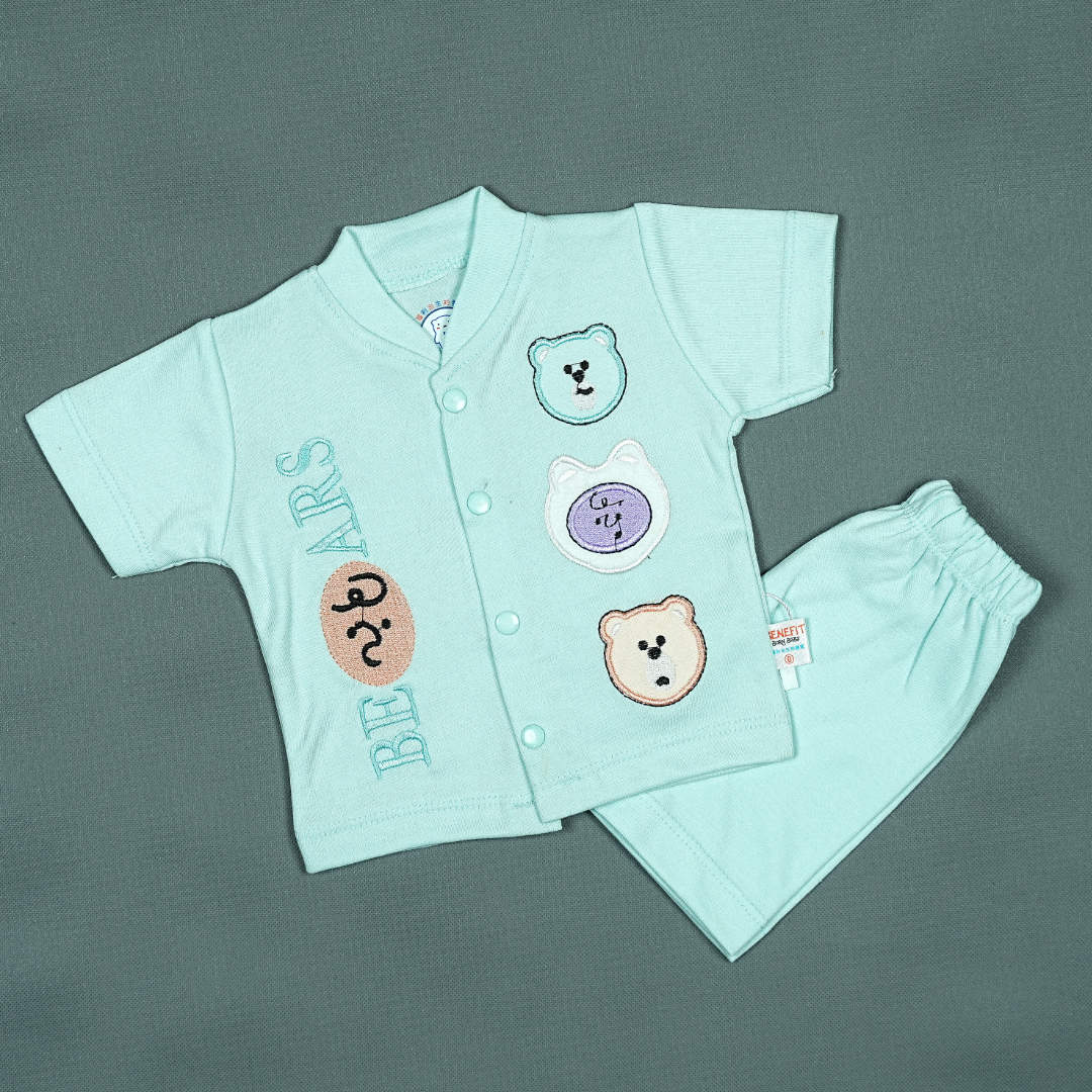 Cute Bear Baby Shirt & Shorts Set (2 Pcs) – Soft Cotton Toddler Outfit for Boys and Girls | Babypro.pk