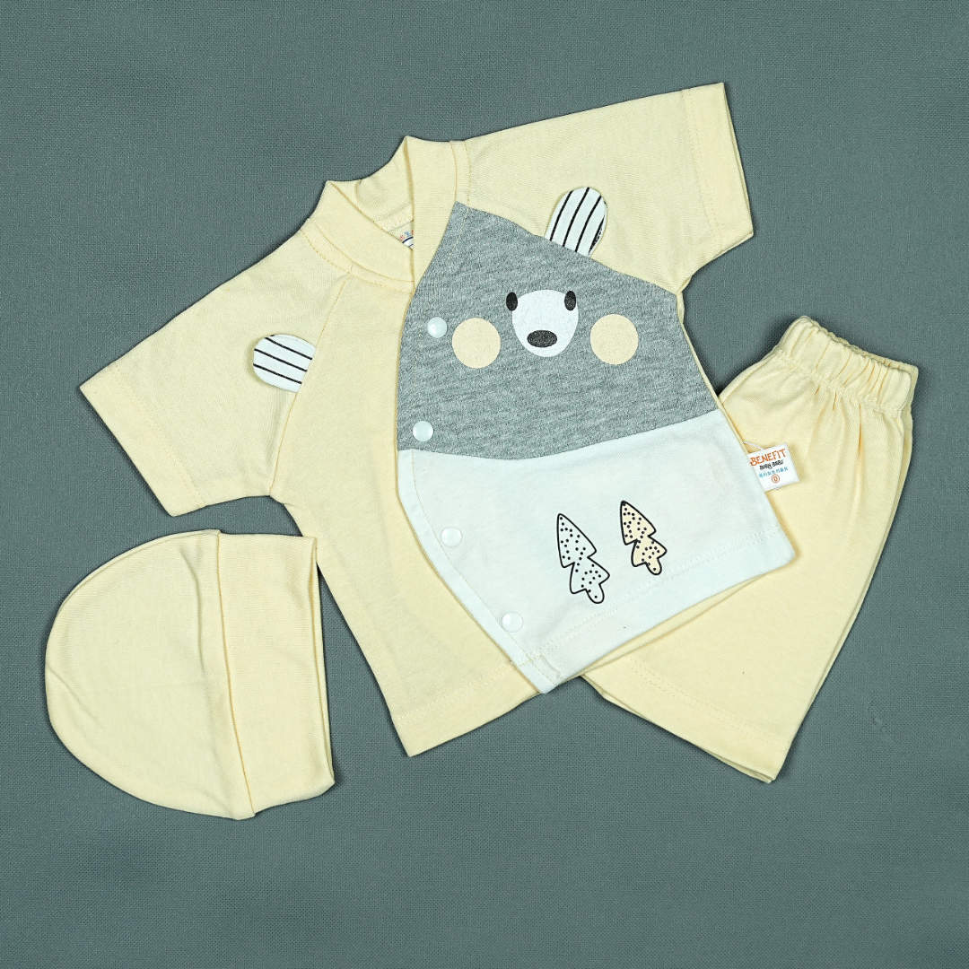 Bear Hug Infant Set (3 Pcs) – Adorable Cotton Outfit for Baby Boys & Girls | Babypro.pk