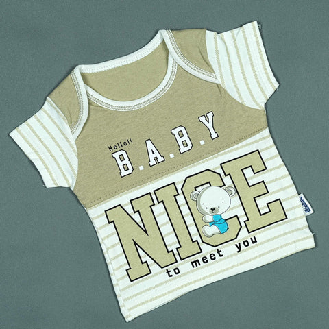 Hello Baby Nice" 3-Piece Infant Set – Soft Cotton Outfit for Newborns | Babypro.pk