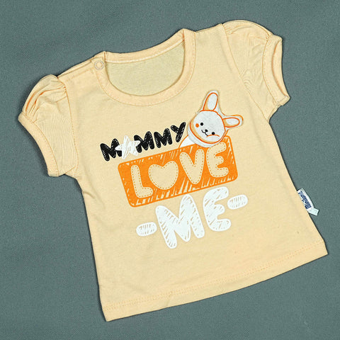 Mommy Love Me 3-Piece Baby Girl Set - Soft Cotton Outfit with Bunny Applique & Polka Dot Pants | Babypro.pk