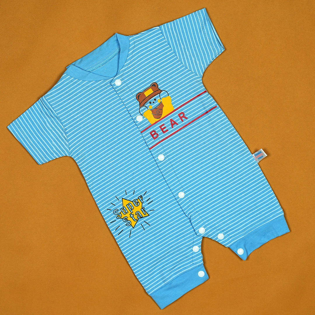 Bear Superstar 3-Piece Baby Boy Set – Soft Cotton Romper with Hat & Bib | Babypro.pk