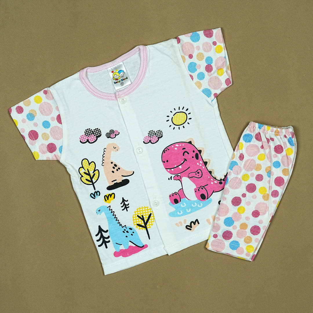 Dino Days 2-Piece Baby Set – Soft Cotton Shirt & Shorts with Playful Dinosaur Print | Made in Thailand | Babypro.pk