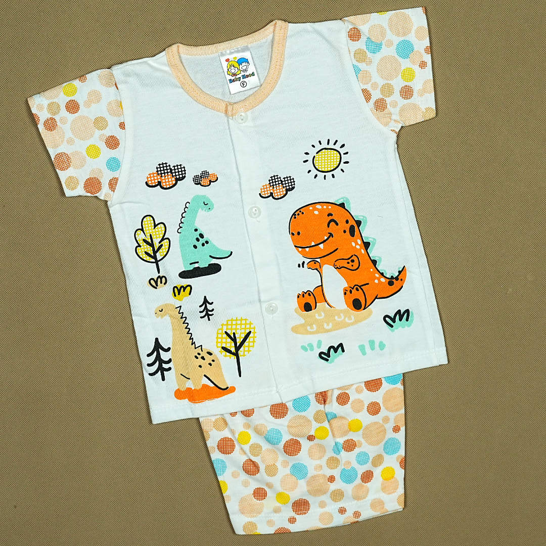 Dino Days 2-Piece Baby Set – Soft Cotton Shirt & Shorts with Playful Dinosaur Print | Made in Thailand | Babypro.pk