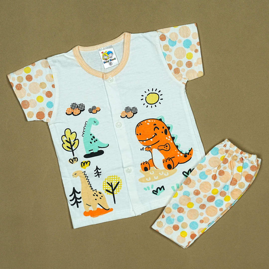 Dino Days 2-Piece Baby Set – Soft Cotton Shirt & Shorts with Playful Dinosaur Print | Made in Thailand | Babypro.pk