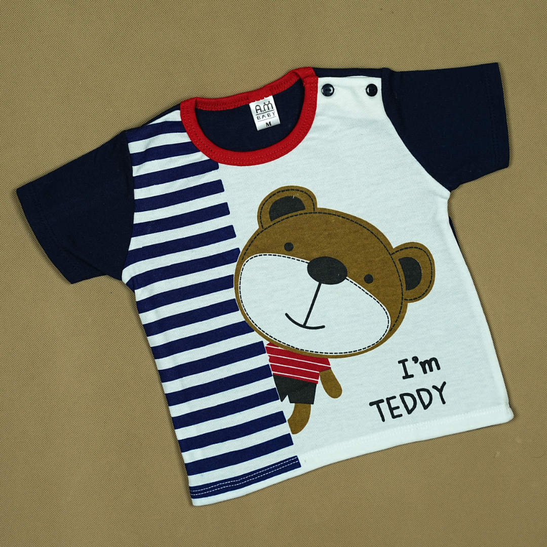 "I'm Teddy" Newborn Baby Boy 2-Piece Set – Soft Cotton Shirt & Pants with Cute Bear | Babypro.pk