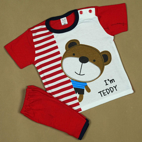 "I'm Teddy" 2-Piece Baby Boy Set – Soft Cotton Shirt & Pants with Cute Bear | Babypro.pk