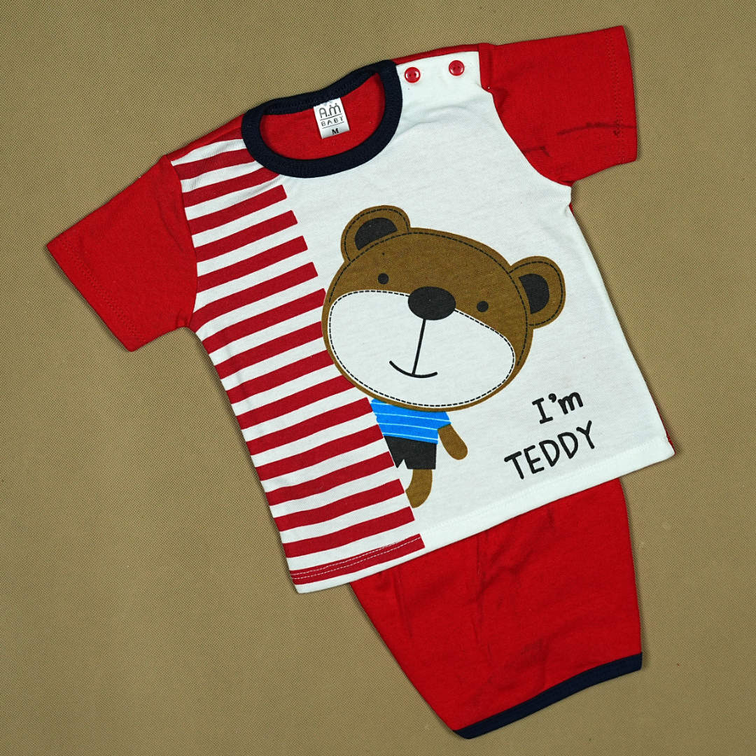 "I'm Teddy" 2-Piece Baby Boy Set – Soft Cotton Shirt & Pants with Cute Bear | Babypro.pk