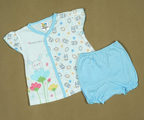 Bunny Fun 2-Piece Baby Set – Soft Cotton Shirt & Bloomers with Adorable Rabbit Print | Babypro.pk