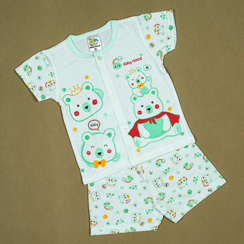 Baby Hood 2-Piece Bear-Themed Infant Set – Soft Cotton Shirt & Shorts | Babypro.pk