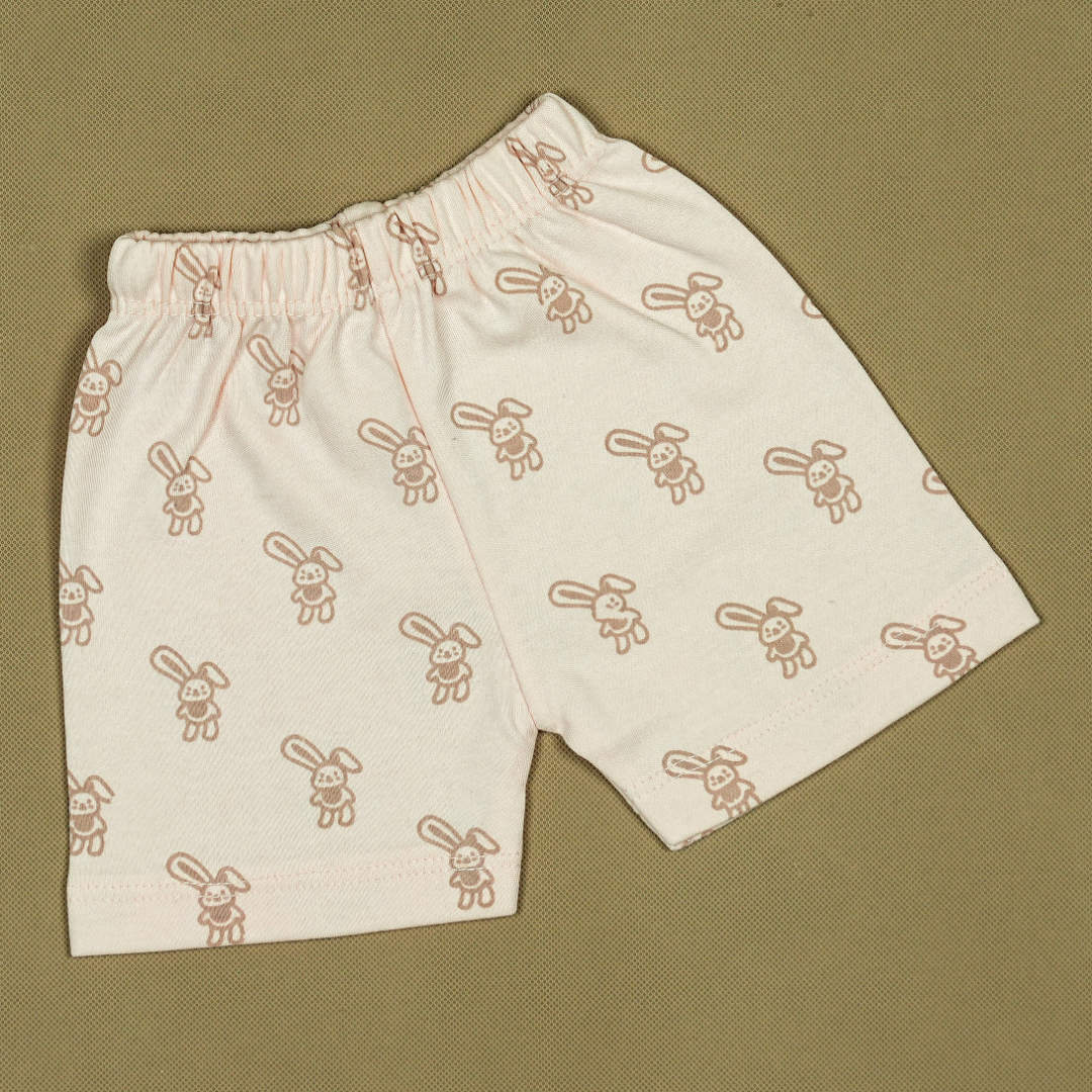 Bunny Fun Baby Outfit Set (3 Pcs) – Soft Cotton Shirt, Pants & Cap with Adorable Rabbit Print | Babypro.pk