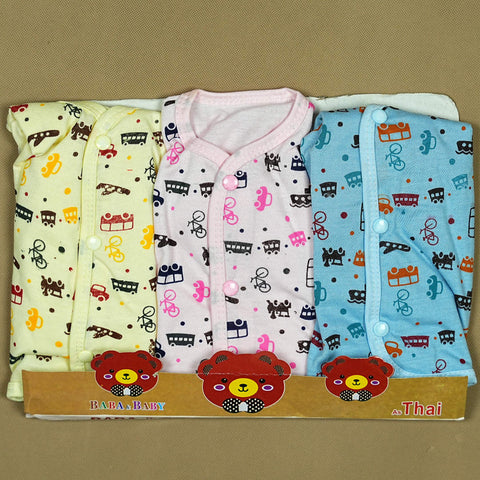 3-Piece Newborn Baby Set – Soft Cotton Shirt, Pants & Cap with Playful Vehicle Print | Babypro.pk