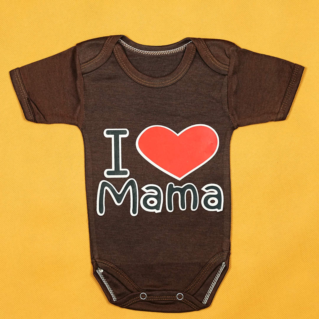 "I ❤️ Mama" Baby Onesie – Soft Cotton Bodysuit for Newborn Boys & Girls | Babypro.pk